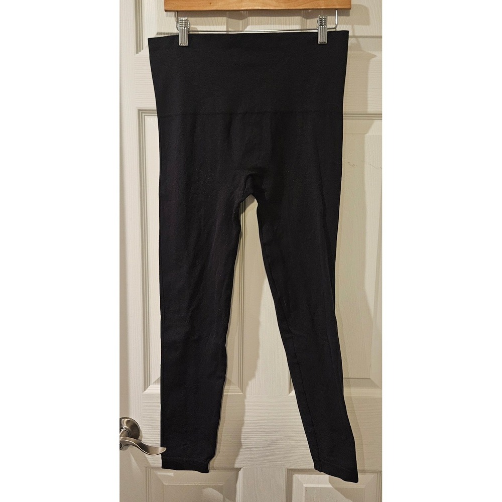 SPANX Seamless Leggings Womens XL Black High Rise Shaping Stretch Athleisure
